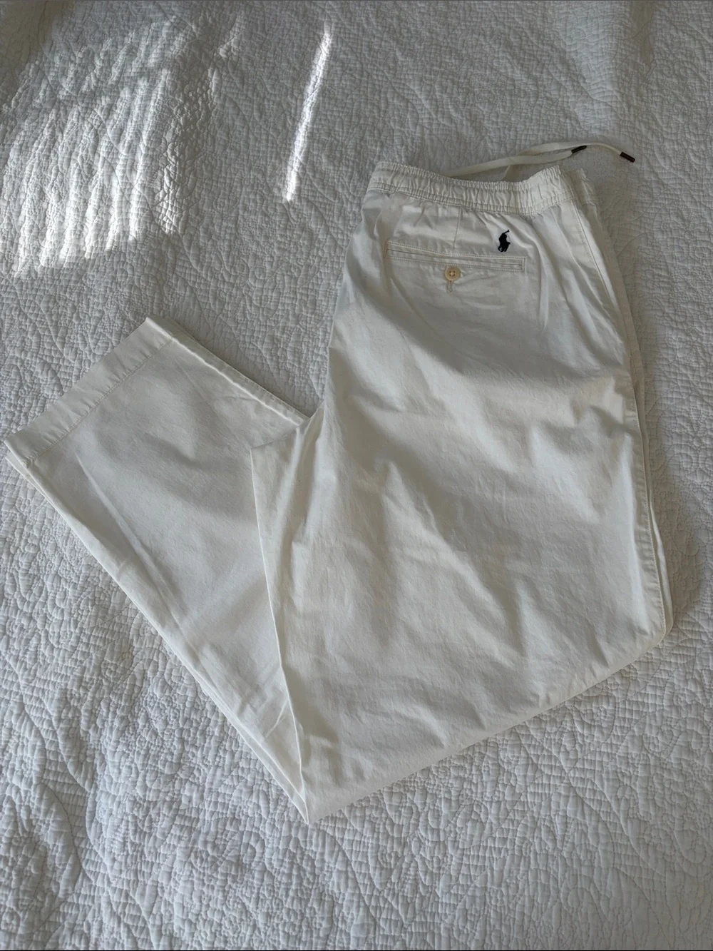 Polo by Ralph Lauren Men’s White Drawstring Cotton Chinos - Picture 1 of 3